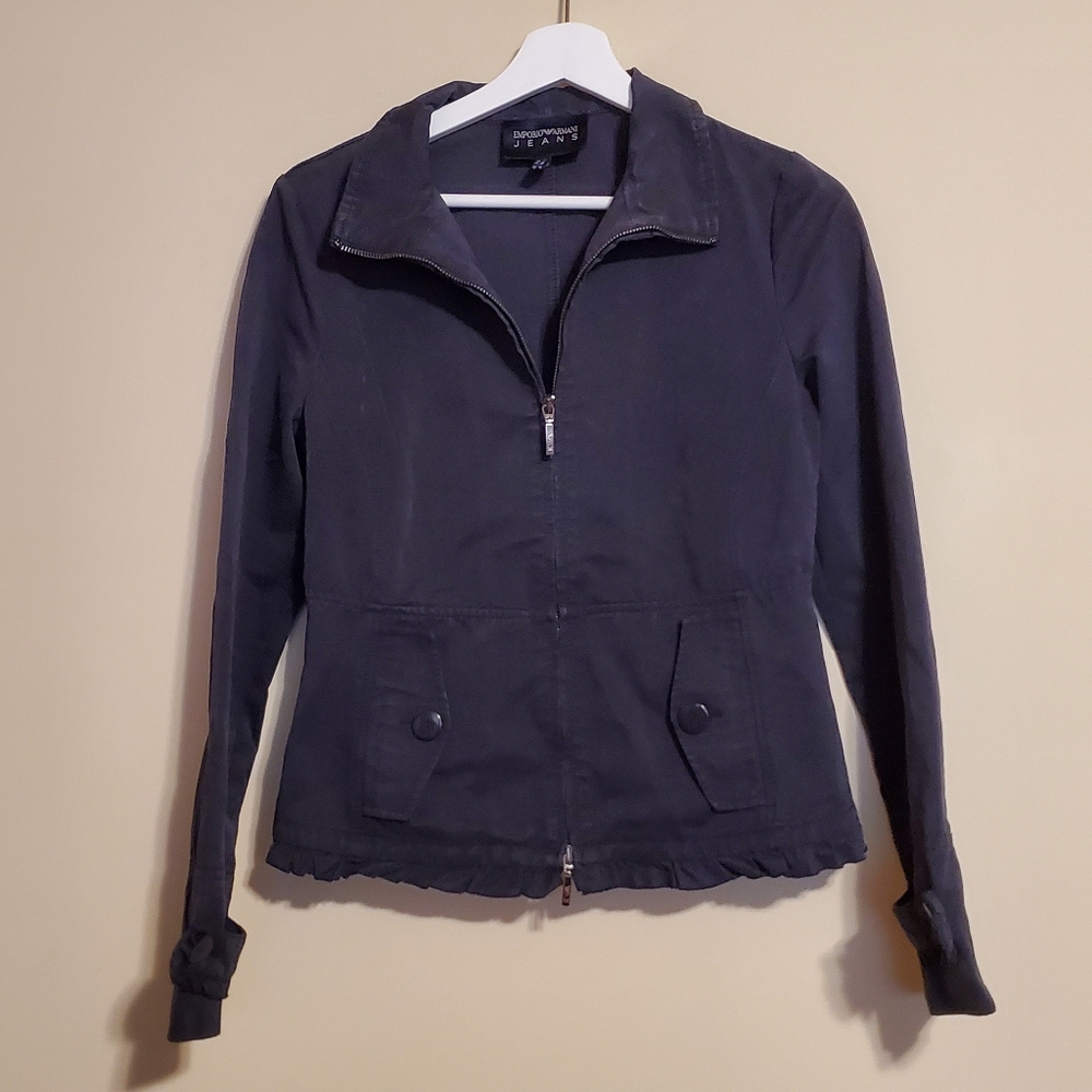 Emporio Armani Jeans Women's Black Zip Up Jacket Size USA 6